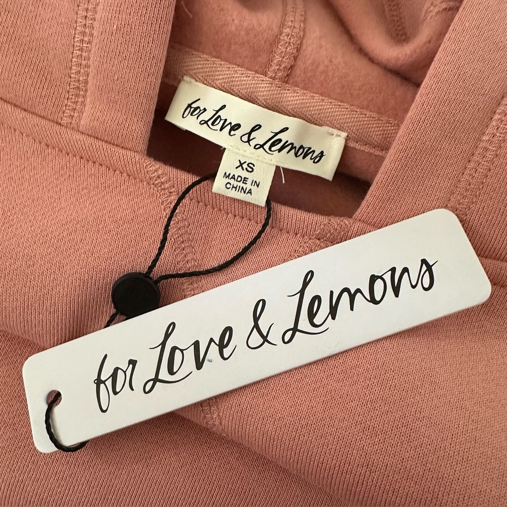 NWT For Love & Lemons Josie Cropped Hoodie Sweatshirt – Pink - Picture 5 of 7